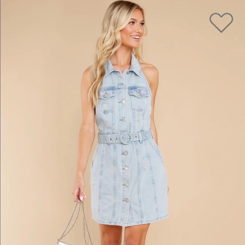 WHAT A GIRL NEEDS LIGHT WASH DENIM DRESS